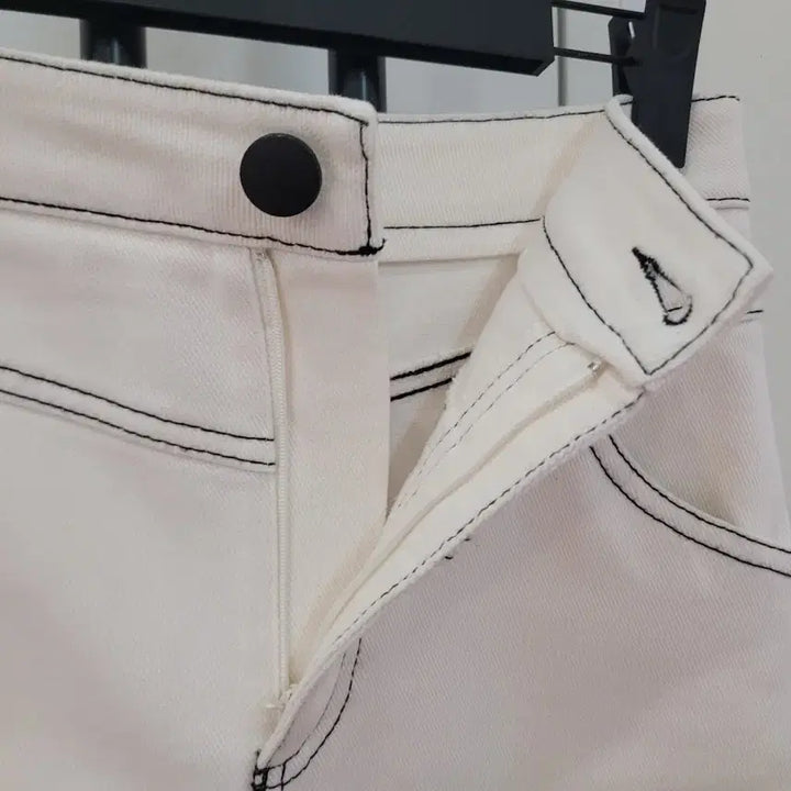 [SOLD OUT] 자라 ZARA 스티치 슬릿 화이트 데님 미디스커트 XS사이즈 44~55