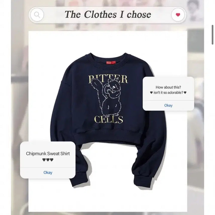 [BUNJANG] Bitter Cells Chipmunk Navy Sweatshirt / 비터셀즈 칩멍크 네이비 스웨트셔츠