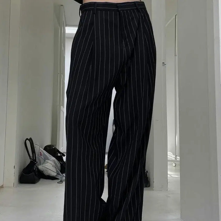 [BUNJANG] Satomi Radio Stripe Wide Slacks / 사토미라디오 스트라이프 와이드 슬랙스