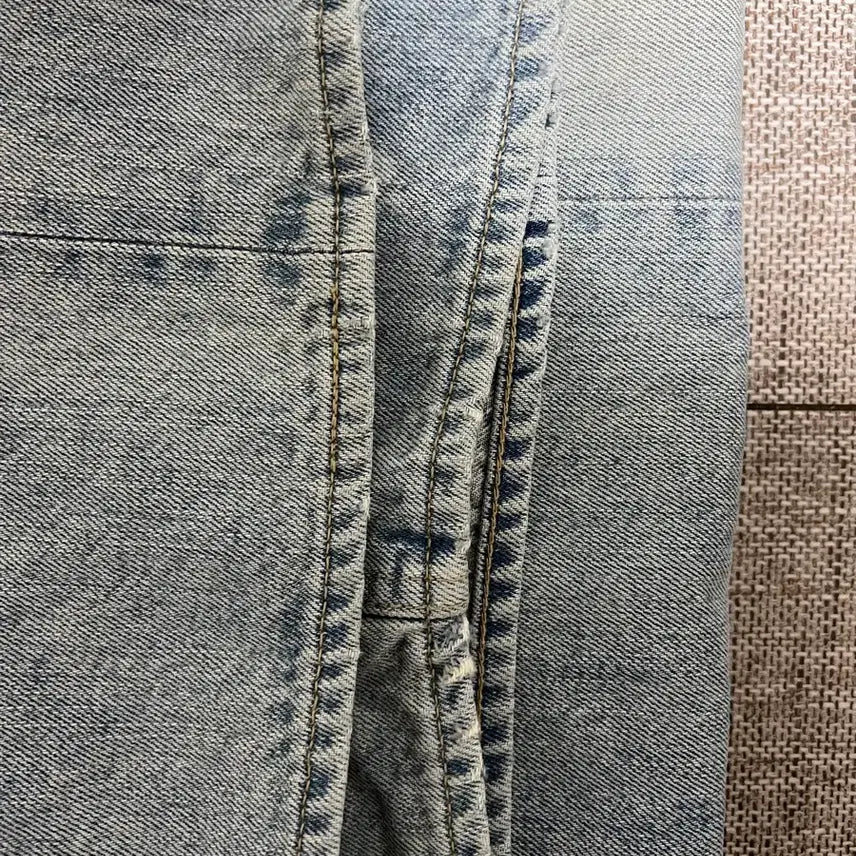 [BUNJANG] Union Blue Selvedge Wide Denim Bleach Jeans / [30] 유니온블루 아콘 셀비지 와이드 데님 블리치