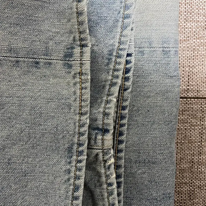[BUNJANG] Union Blue Selvedge Wide Denim Bleach Jeans / [30] 유니온블루 아콘 셀비지 와이드 데님 블리치