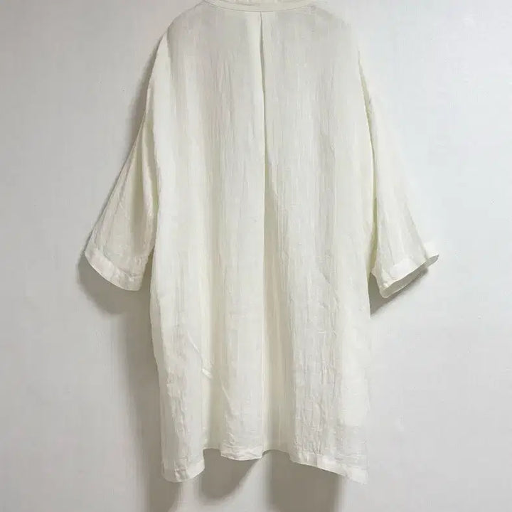 [BUNJANG] Prit Linen Henley Neck Shirt White / 린넨 헨리넥 셔츠 화이트