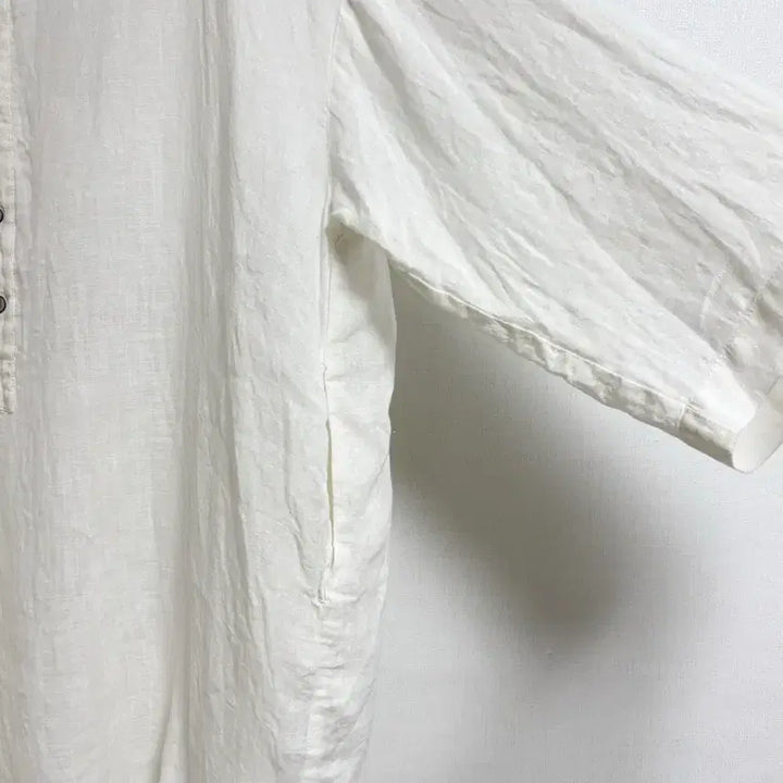 [BUNJANG] Prit Linen Henley Neck Shirt White / 린넨 헨리넥 셔츠 화이트
