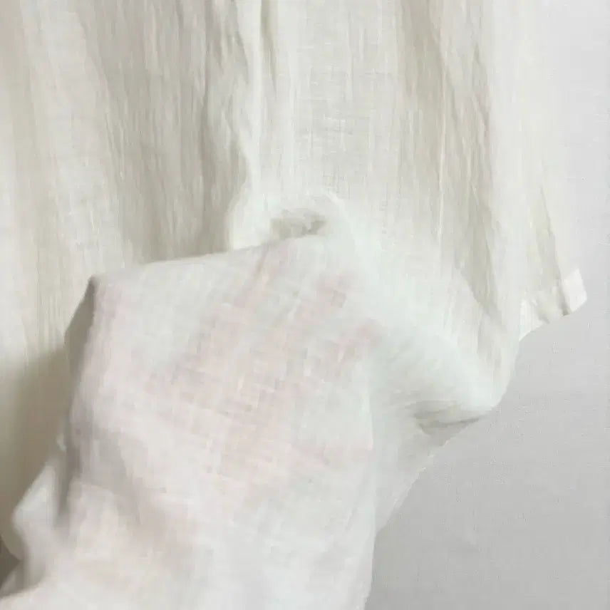 [BUNJANG] Prit Linen Henley Neck Shirt White / 린넨 헨리넥 셔츠 화이트