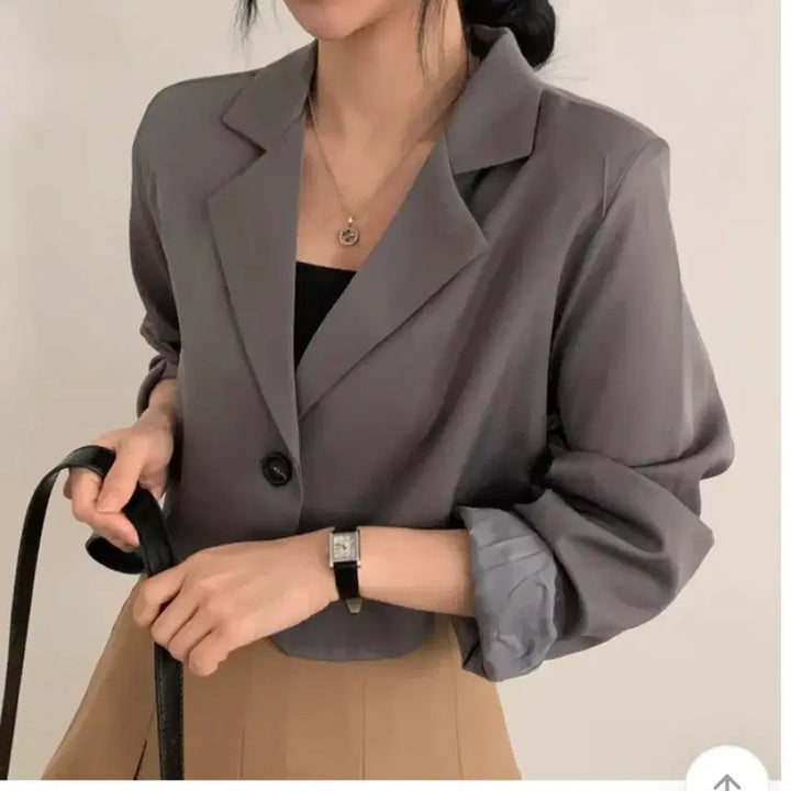 [BUNJANG] Gray Cropped Jacket / 그레이 크롭 자켓