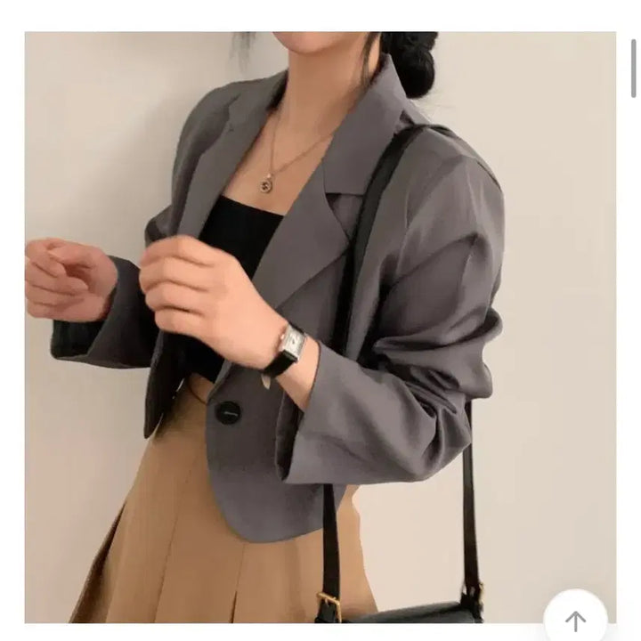 [BUNJANG] Gray Cropped Jacket / 그레이 크롭 자켓