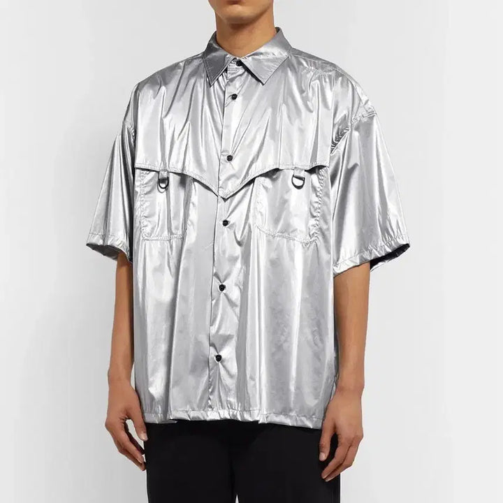 [BUNJANG] AMBUSH Metallic Coated-Shell Shirt / 엠부쉬 코팅 실버셔츠