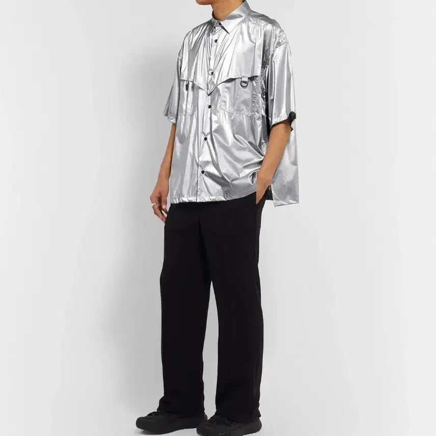 [BUNJANG] AMBUSH Metallic Coated-Shell Shirt / 엠부쉬 코팅 실버셔츠
