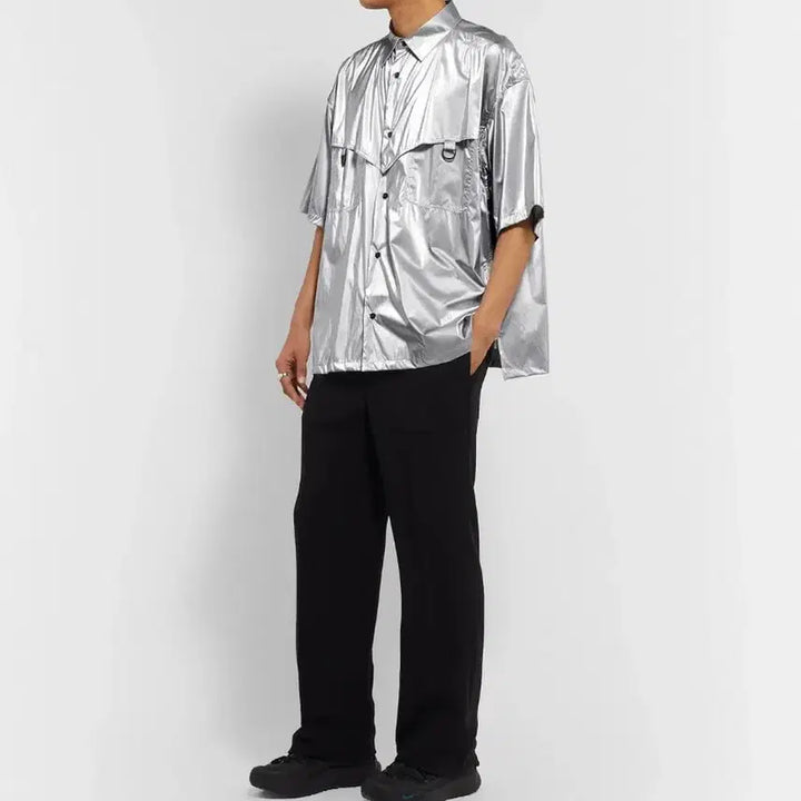 [BUNJANG] AMBUSH Metallic Coated-Shell Shirt / 엠부쉬 코팅 실버셔츠