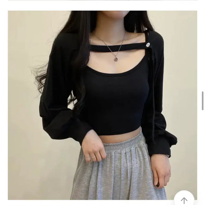 [BUNJANG] Black Bolero Sleeveless Cardigan Set / 블랙 볼레로 나시가디건 세트