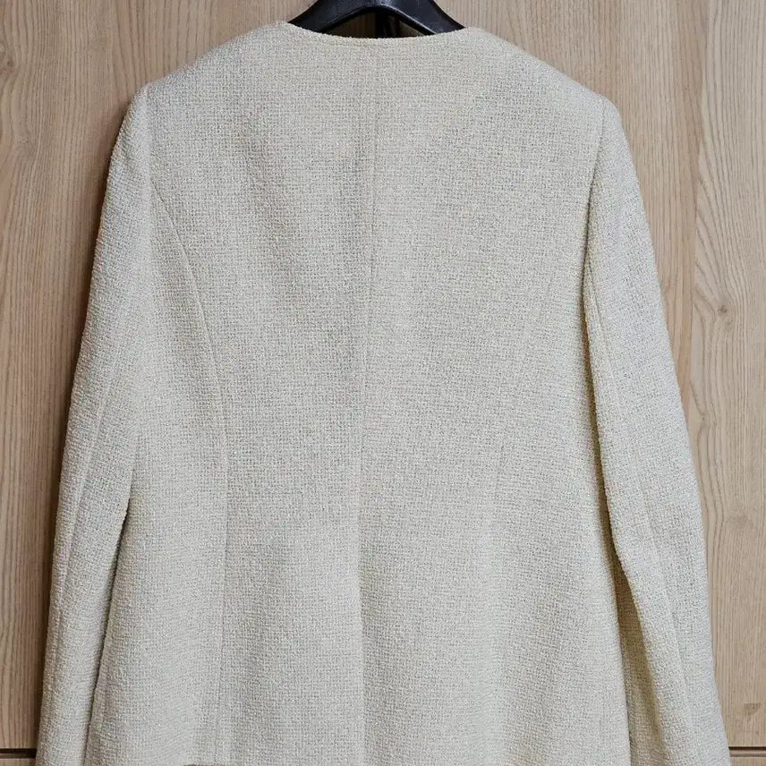 [BUNJANG] Minimum Color-Block Collar Tweed Jacket Cream Size 66 / 미니멈 배색카라넥 트위드 자켓 크림 색상 66 사이즈