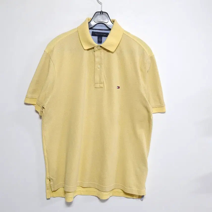 [BUNJANG] Tommy Hilfiger Yellow Short Sleeve Polo T-Shirt / 95 타미힐피거 옐로우 반팔 카라티 100슬림 여름 인기 컬러