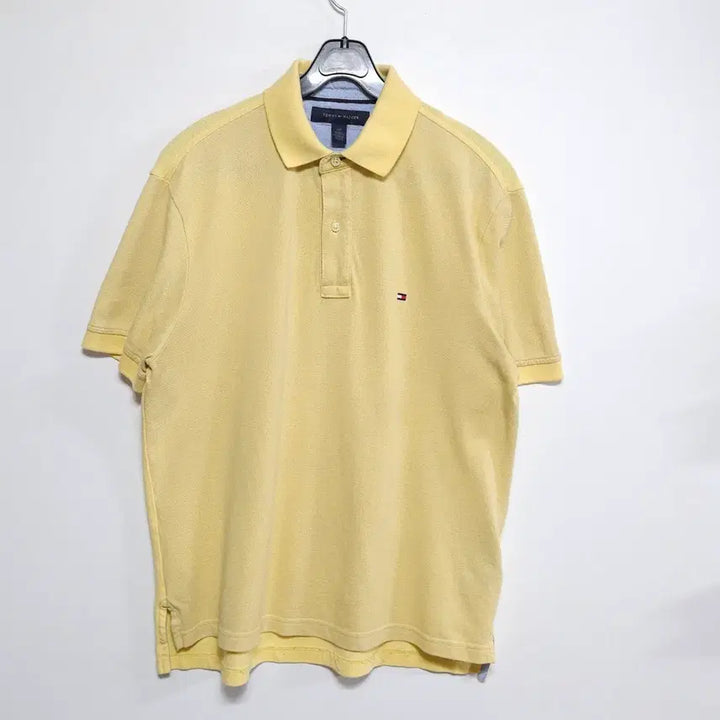 [BUNJANG] Tommy Hilfiger Yellow Short Sleeve Polo T-Shirt / 95 타미힐피거 옐로우 반팔 카라티 100슬림 여름 인기 컬러
