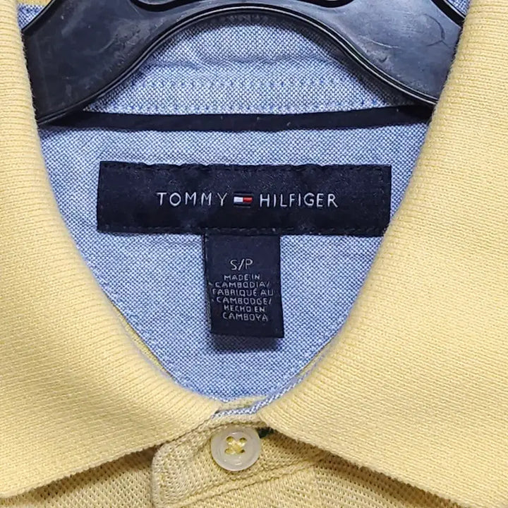 [BUNJANG] Tommy Hilfiger Yellow Short Sleeve Polo T-Shirt / 95 타미힐피거 옐로우 반팔 카라티 100슬림 여름 인기 컬러