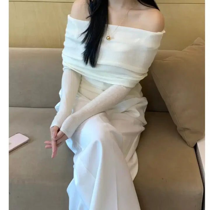 [BUNJANG] Lennib Off Shoulder Knit (Ivory, Pink) / 레니브 오프숄더 니트 (아이보리, 핑크)