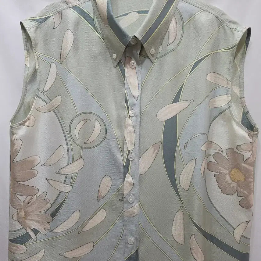 [BUNJANG] Hermes Flower Vintage Silk Sleeveless Shirt / (정품)에르메스 플라워 빈티지 실크 민소매 셔츠