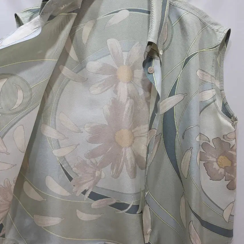 [BUNJANG] Hermes Flower Vintage Silk Sleeveless Shirt / (정품)에르메스 플라워 빈티지 실크 민소매 셔츠