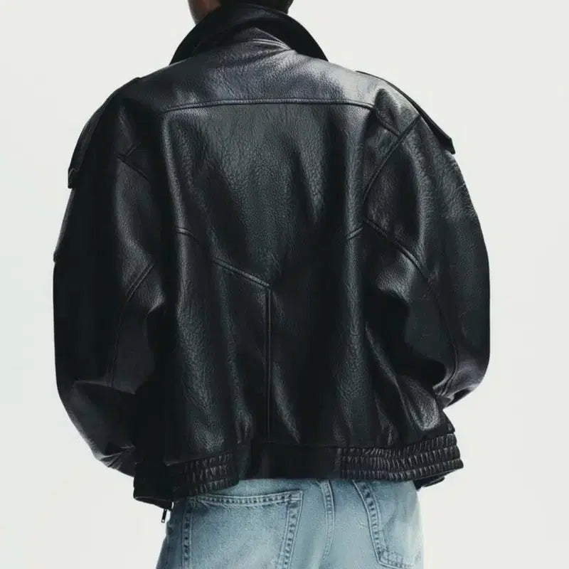 [BUNJANG] ZARA Faux Leather Jumper / 자라 페이크 레더 점퍼