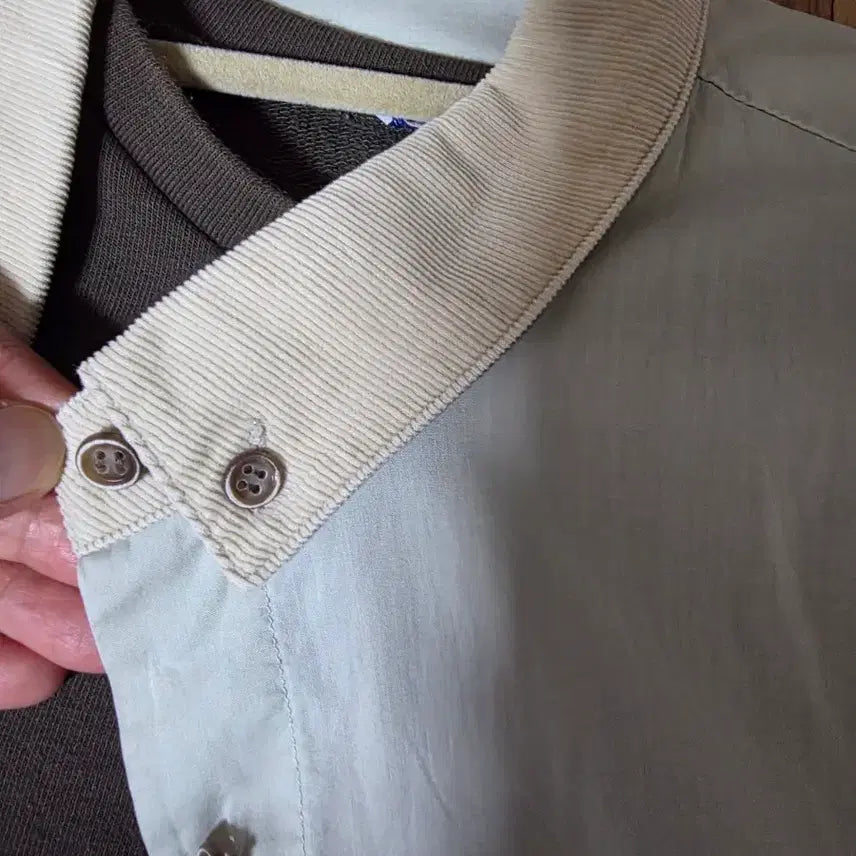[BUNJANG] System Mint Corduroy Collar Shirt / 시스템 남방 민트 골덴카라 셔츠 82-94-160