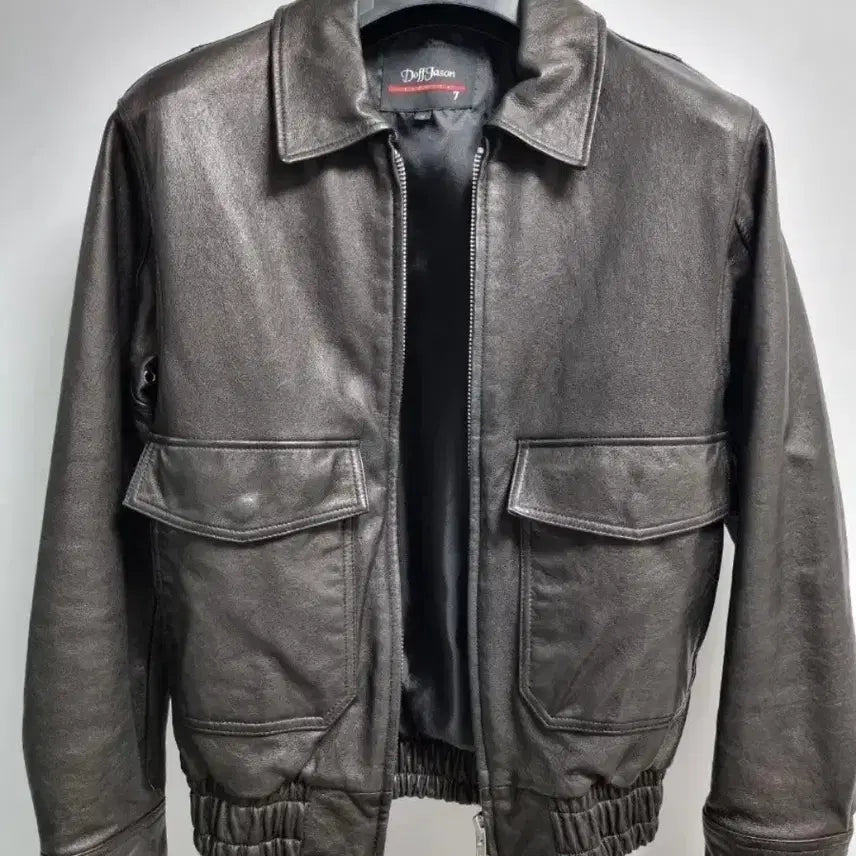 [BUNJANG] Dopejason A-2 Premium Vegetable Leather Jacket - Black / 도프제이슨 A-2 프리미엄 베지터블 레더 가죽자켓 블랙