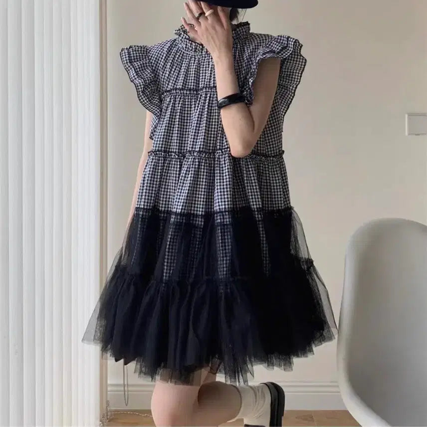 [BUNJANG] Chic Petit Tulle Skirt / 당일발송/새상품)체크 쁘띠 샤 스커트/free