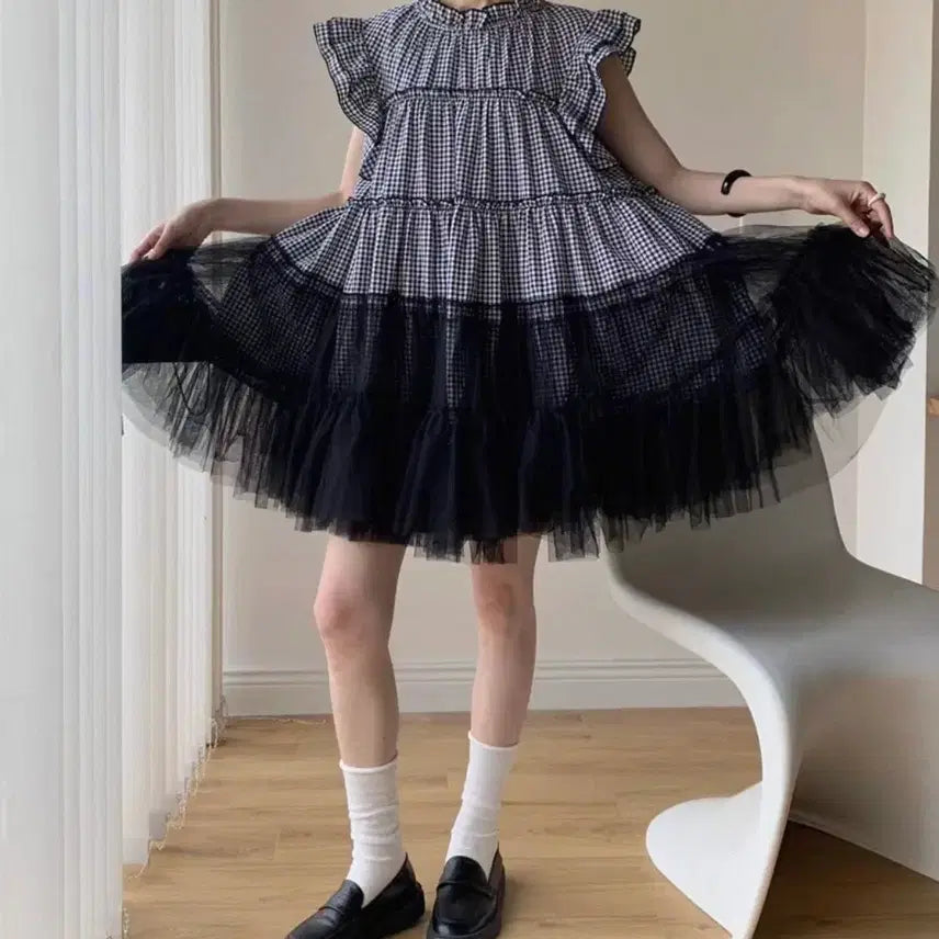 [BUNJANG] Chic Petit Tulle Skirt / 당일발송/새상품)체크 쁘띠 샤 스커트/free