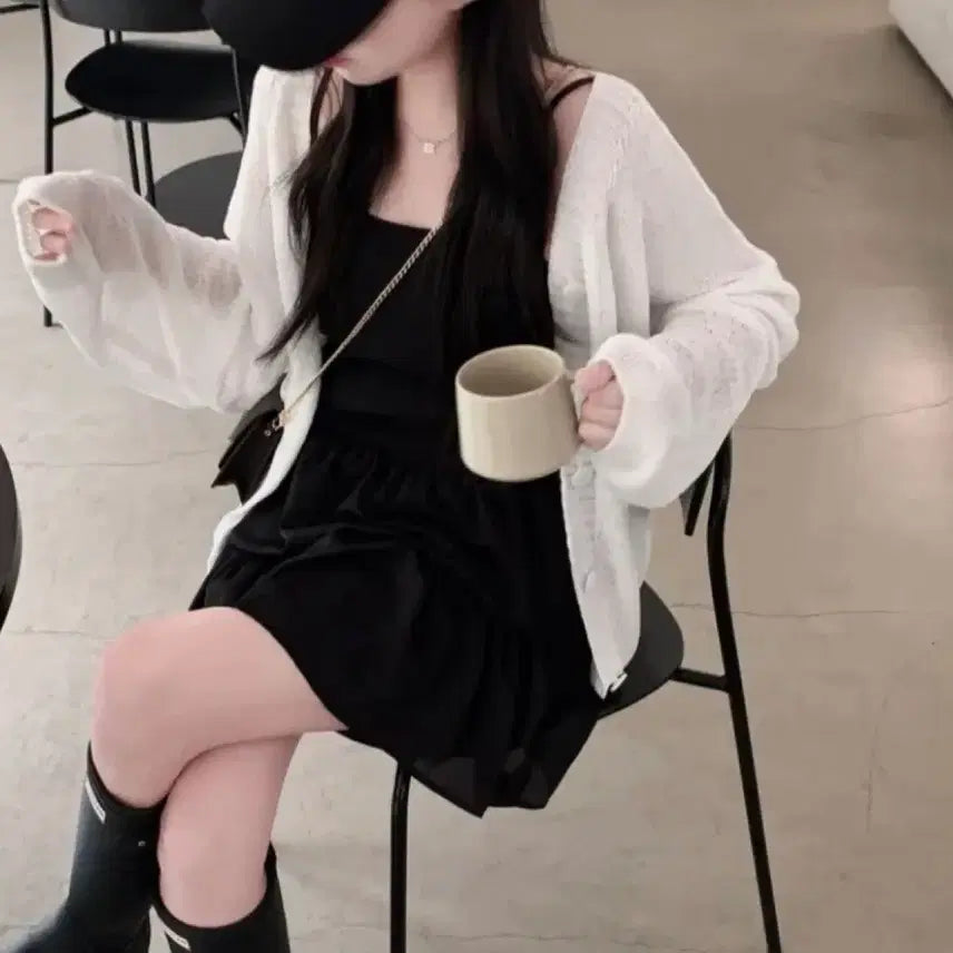 [BUNJANG] ON YOUR LAY (ON YOUR LAY) White Balloon Cardigan / 온유어리) 화이트 벌룬가디건