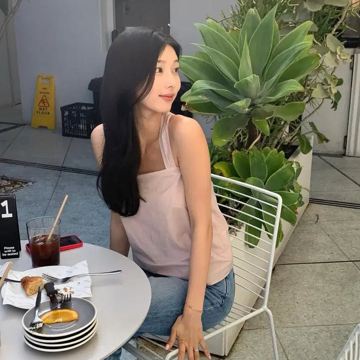 [BUNJANG] SIE Lorin Square Sleeveless Petal Pink S / 시에 sie 로린 스퀘어 슬리브리스 페탈핑크 S