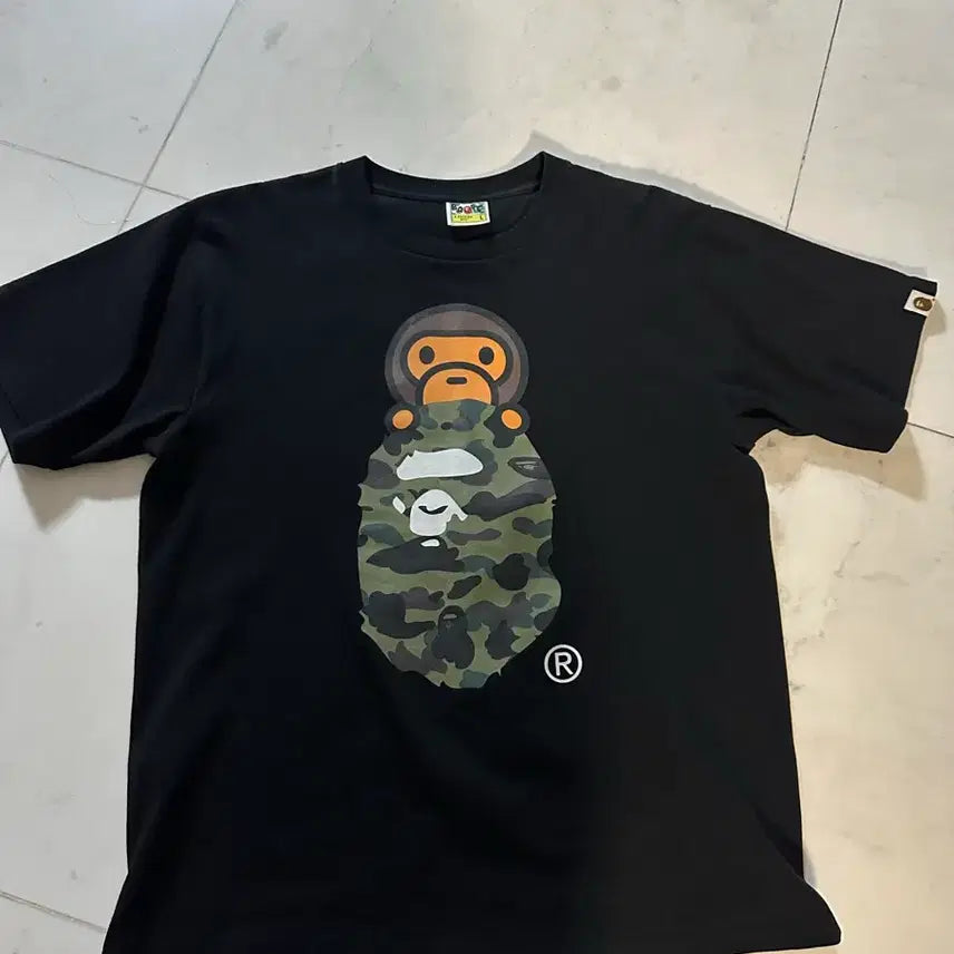 [BUNJANG] BAPE Camo Short Sleeve T-shirt Black / BAPE 베이프 카모 반팔 티셔츠 블랙 (교환가능)