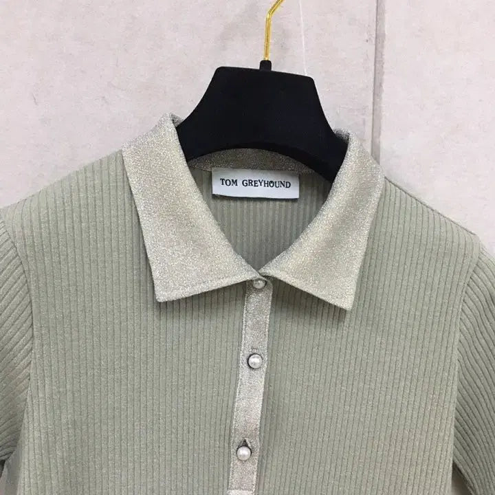 [BUNJANG] Tom Greyhound Ribbed Knit Short Sleeve Polo T-Shirt / 한섬 톰그레이하운드 정품 골찌니트 반팔카라티셔츠
