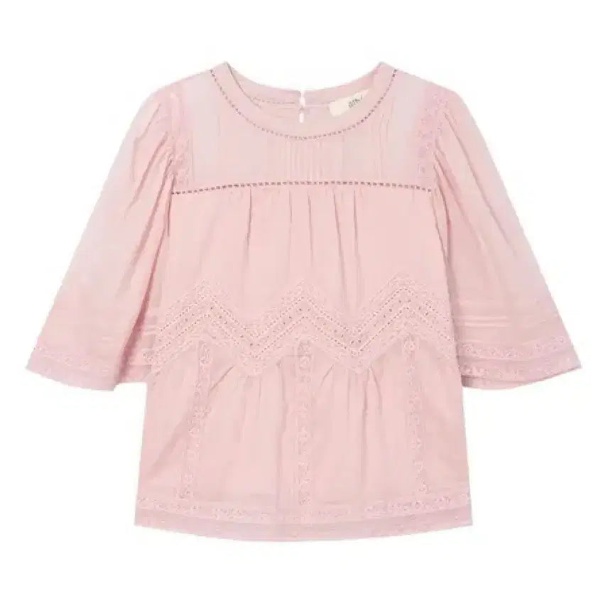 [BUNJANG] Atelier Vanessa Bruno Pink Lace Short Sleeve Blouse / (새상품) 아떼바네사브루노 핑크 레이스 반팔블라우스