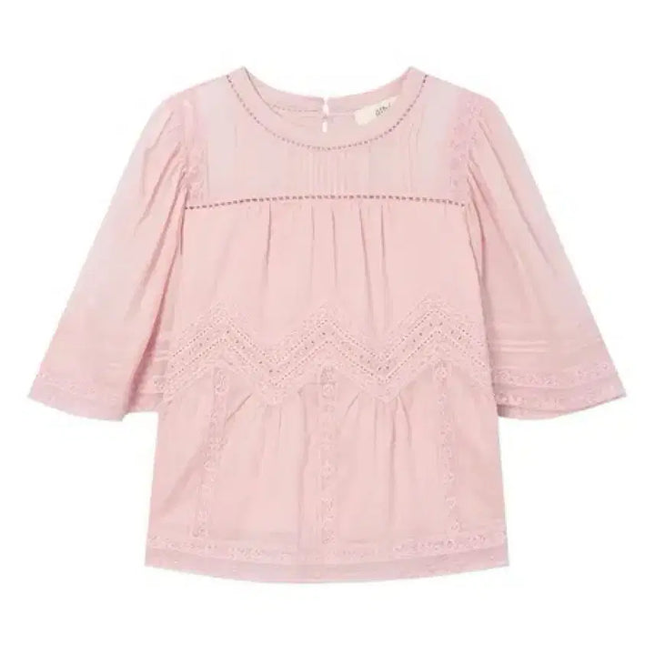[BUNJANG] Atelier Vanessa Bruno Pink Lace Short Sleeve Blouse / (새상품) 아떼바네사브루노 핑크 레이스 반팔블라우스