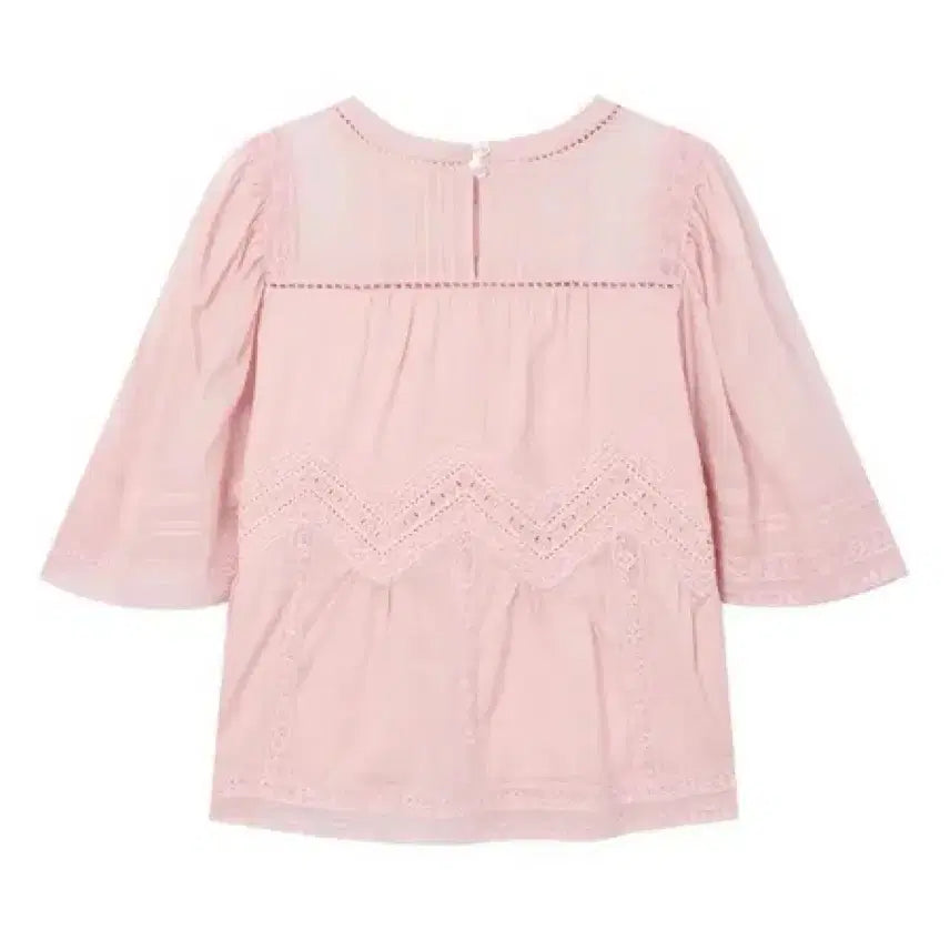 [BUNJANG] Atelier Vanessa Bruno Pink Lace Short Sleeve Blouse / (새상품) 아떼바네사브루노 핑크 레이스 반팔블라우스