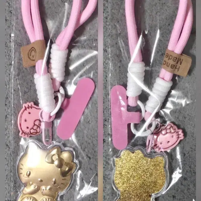 [BUNJANG] Hello Kitty Phone Strap Keyring Pink Gold / 헬로키티 폰 스트랩 핑크 골드 키링