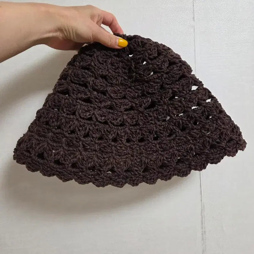 [BUNJANG] Handmade Crochet Bucket Hat - Chocolate Brown / 손뜨개 버킷햇  랑방스탈