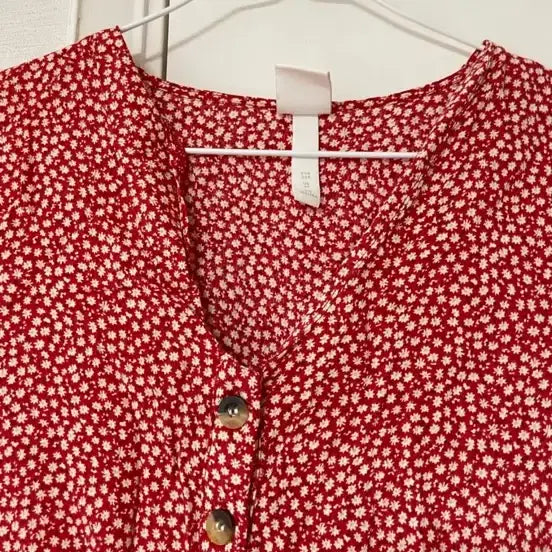 [SOLD OUT] H&amp;M 레드 플라워 패턴 반팔 원피스