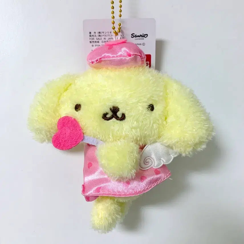 [BUNJANG] Sanrio Yumemiru Pompompurin Pink Angel Doll Keychain / 산리오 유메미루 폼폼푸린 핑크 엔젤 천사 인형 키링