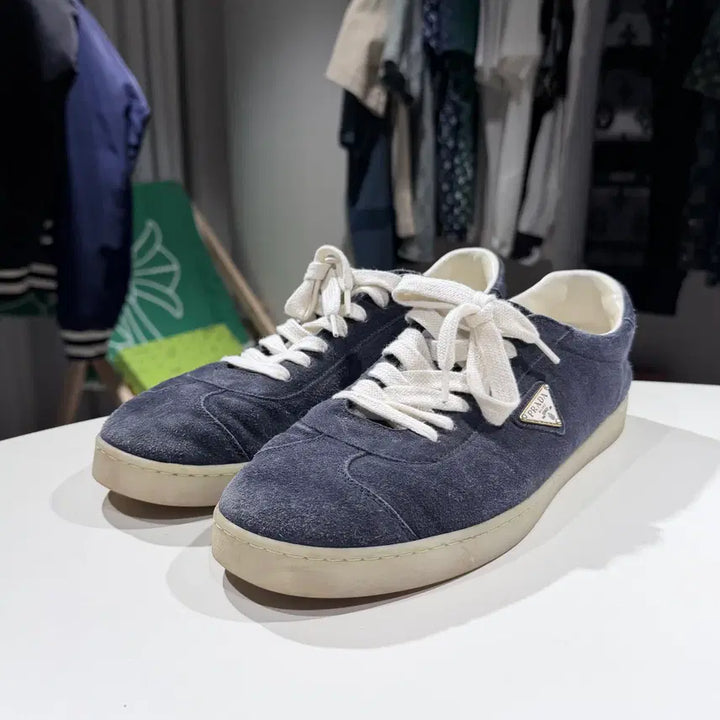 [BUNJANG] Prada Rain Suede Sneakers Navy / (A/9) / 프라다 레인 스웨이드 스니커즈 네이비
