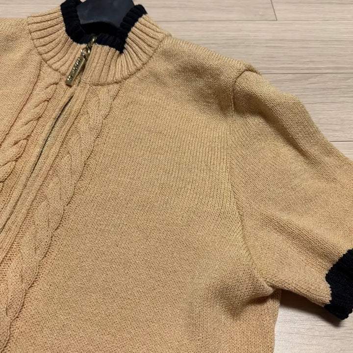 [BUNJANG] St. John Knit Half-Sleeve Zip-Up Cardigan / 센존 스포츠 st.john 니트 반팔 집업 가디건 배색 여름 골프 하이넥