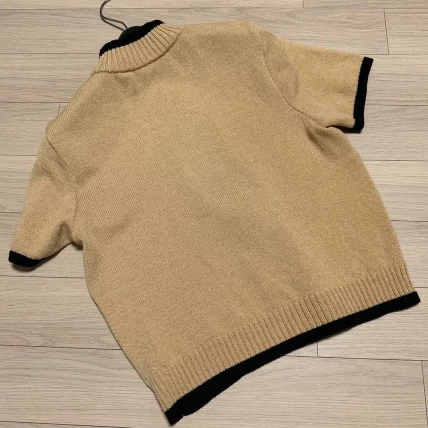 [BUNJANG] St. John Knit Half-Sleeve Zip-Up Cardigan / 센존 스포츠 st.john 니트 반팔 집업 가디건 배색 여름 골프 하이넥