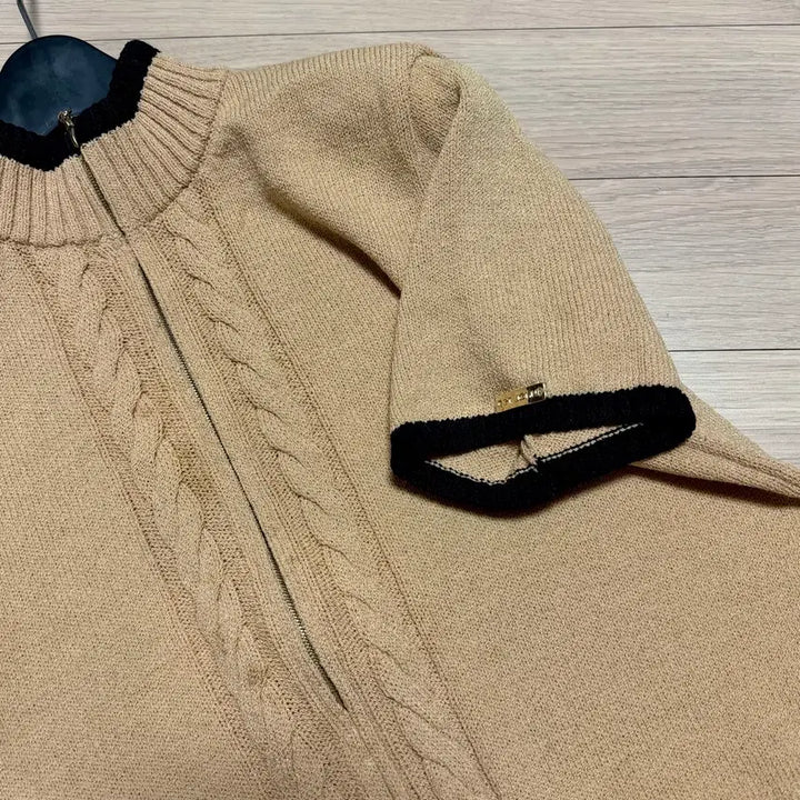 [BUNJANG] St. John Knit Half-Sleeve Zip-Up Cardigan / 센존 스포츠 st.john 니트 반팔 집업 가디건 배색 여름 골프 하이넥