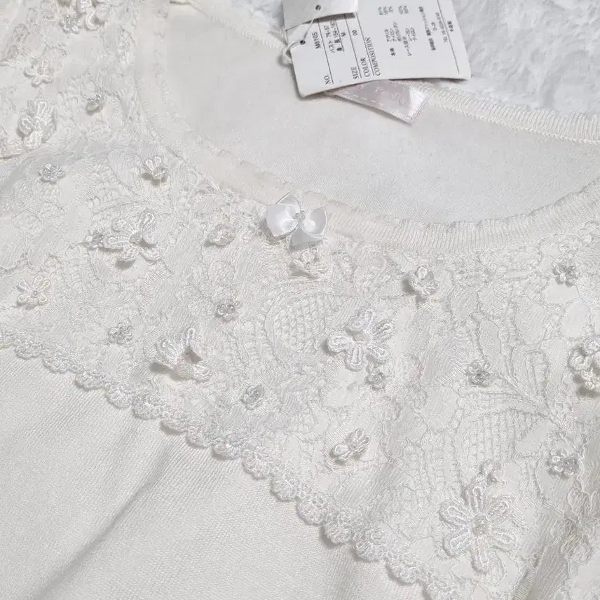 [BUNJANG] Vintage Ivory Lace Knit Sweater / 일본 빈티지 일브 아이보리 레이스 니트