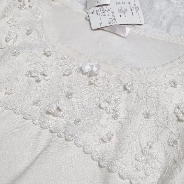 [BUNJANG] Vintage Ivory Lace Knit Sweater / 일본 빈티지 일브 아이보리 레이스 니트