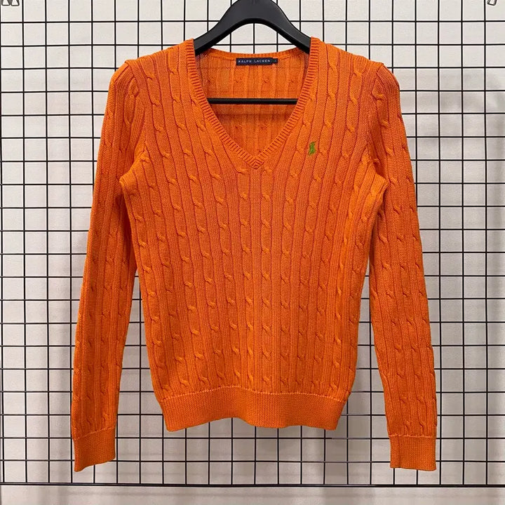 [BUNJANG] Polo Ralph Lauren Cable V-Neck Knit Orange Women&