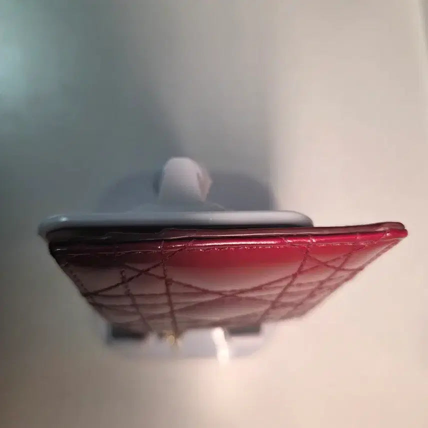 [BUNJANG] Dior Lady Dior Card Wallet Burgundy / 디올 카드지갑 버건디 Dior 참장식