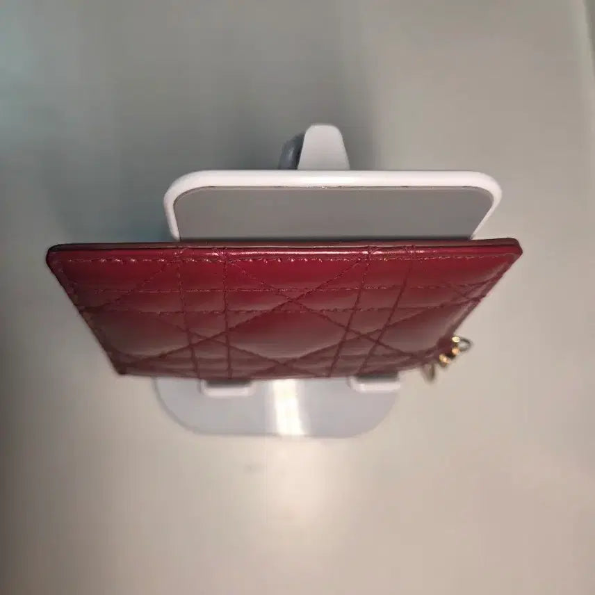 [BUNJANG] Dior Lady Dior Card Wallet Burgundy / 디올 카드지갑 버건디 Dior 참장식