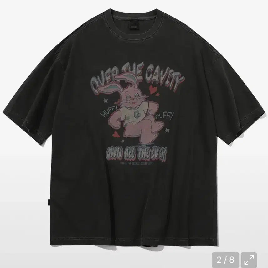[SOLD OUT] 꼼파뇨 HUFF Hoppi 피그먼트 반팔티 스모크블랙