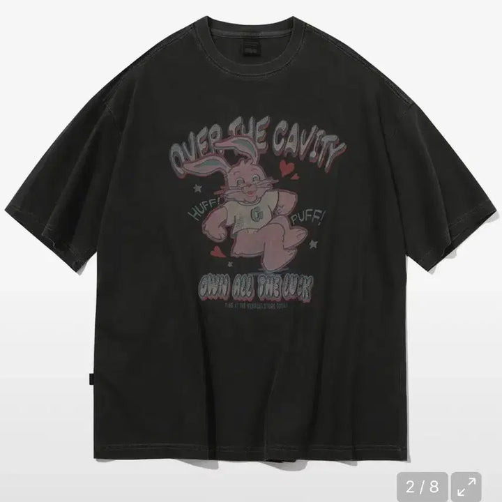 [SOLD OUT] 꼼파뇨 HUFF Hoppi 피그먼트 반팔티 스모크블랙
