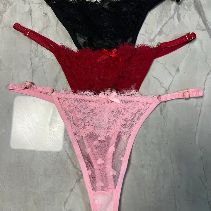 [BUNJANG] Heart Lace Thong Set / 하트 레이스 티팬티 3종