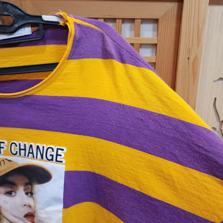 [BUNJANG] Striped Crop Top / 여성 빈티지패션 크롭 반팔 라운드넥